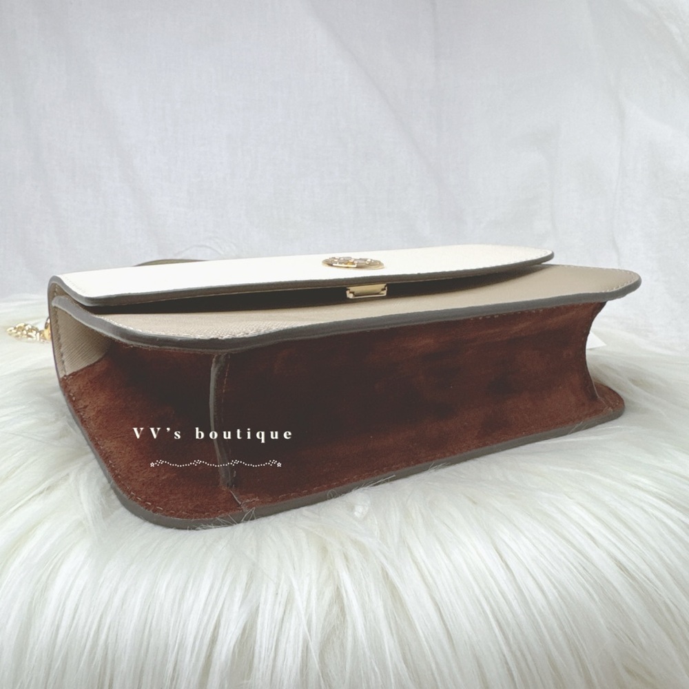 NWT Tory Burch Colorblock Shoulder Bag Crossbody Brie Almond Cold Brew 159976 - Picture 3 of 9